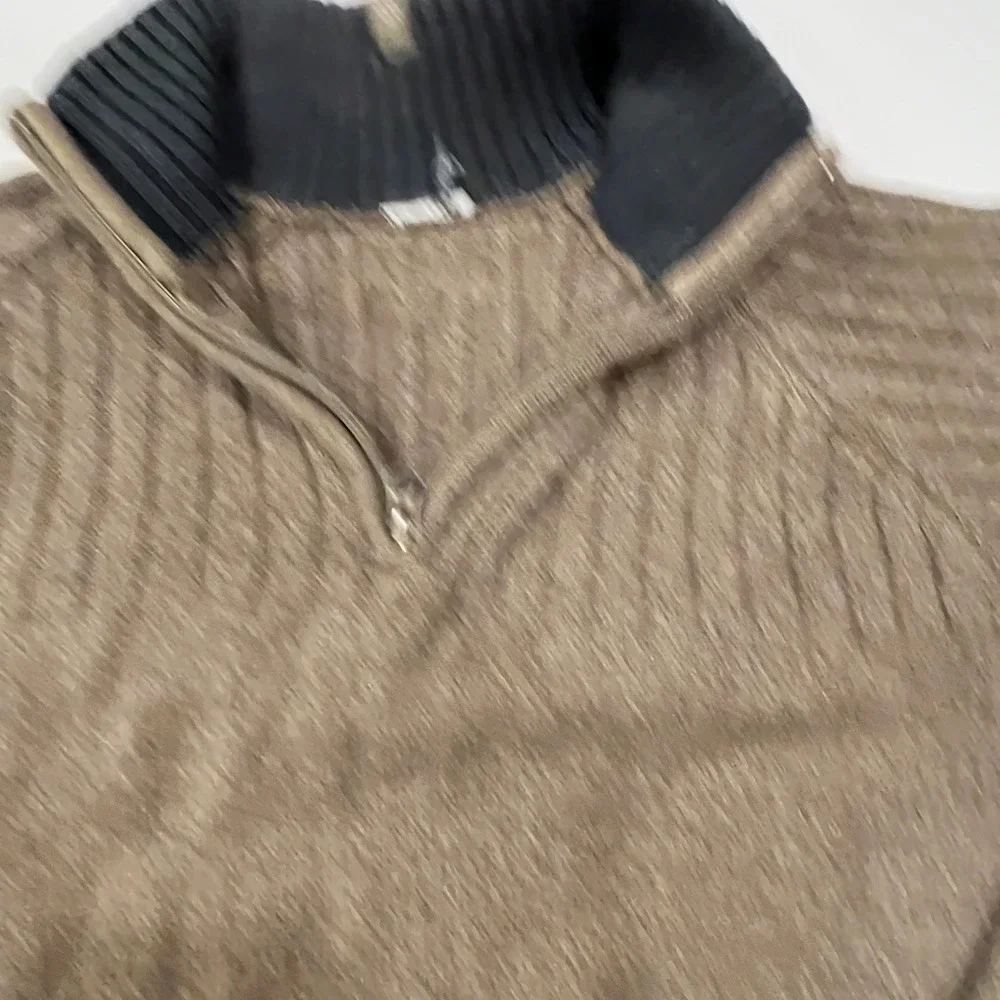 Columbia Mens Brown 1/4 Zip Cotton Sweater Ribbed Mock Neck Outdoor Heritage
